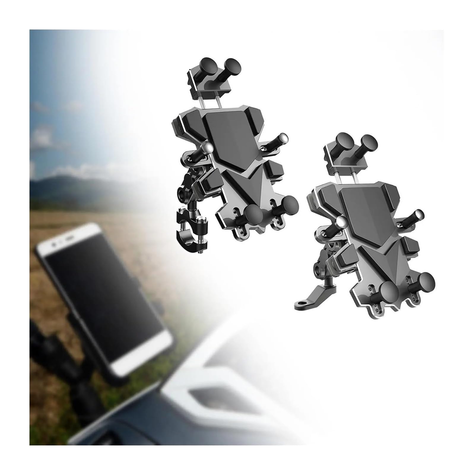 Manillar USB para Motocicleta GPS Navegación Soporte Bicicleta Teléfono Rotación 360 Profesional Vibración Antideslizante Motocicleta Accesorios(Handlebar Type)