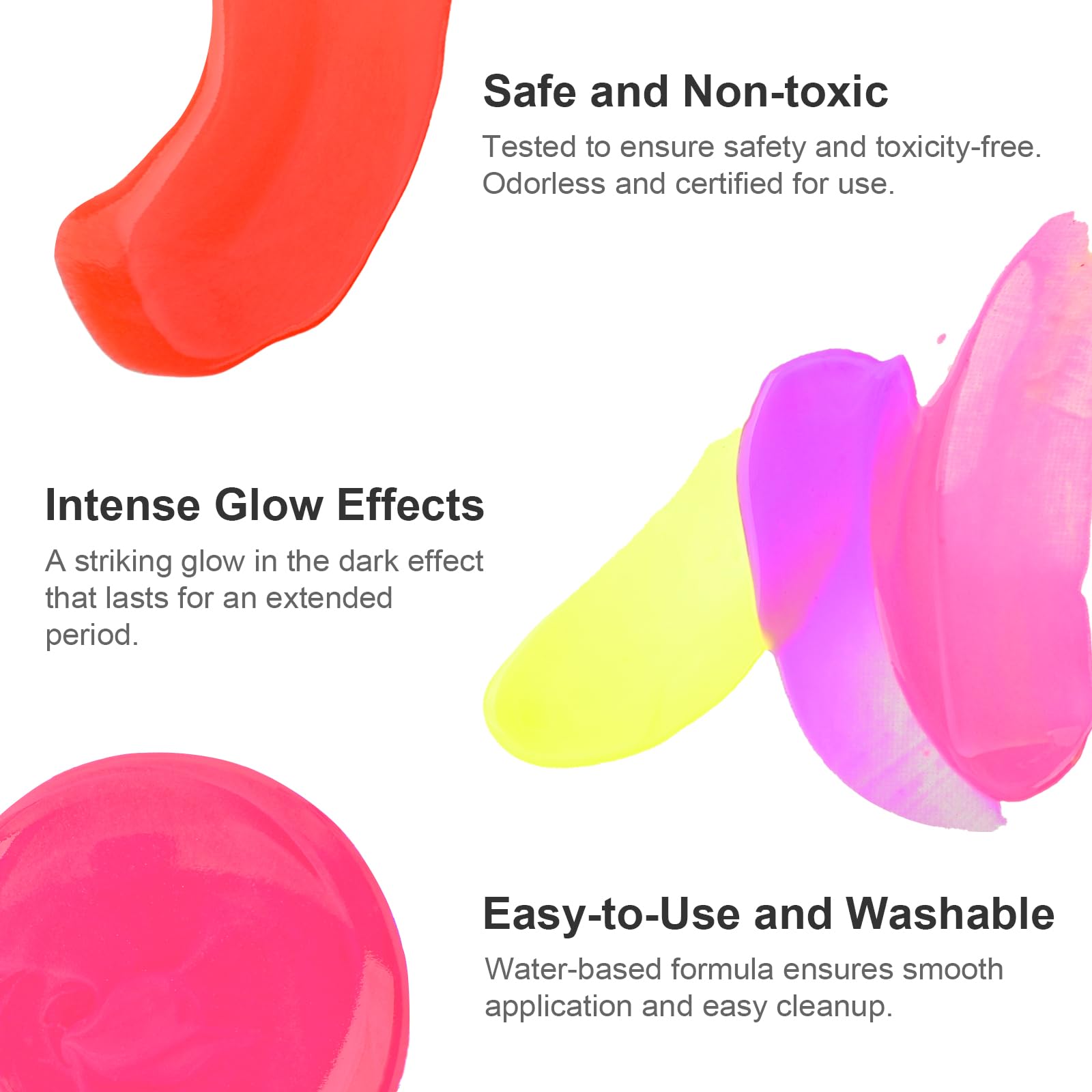 AUREUO Glow in the Dark Acrylic Paint, 8 Colors x 2 Fl Oz / 60ml Neon UV Black Light Paints for Rocks, Wood, Craft, Canvas, Paint Party Supplies