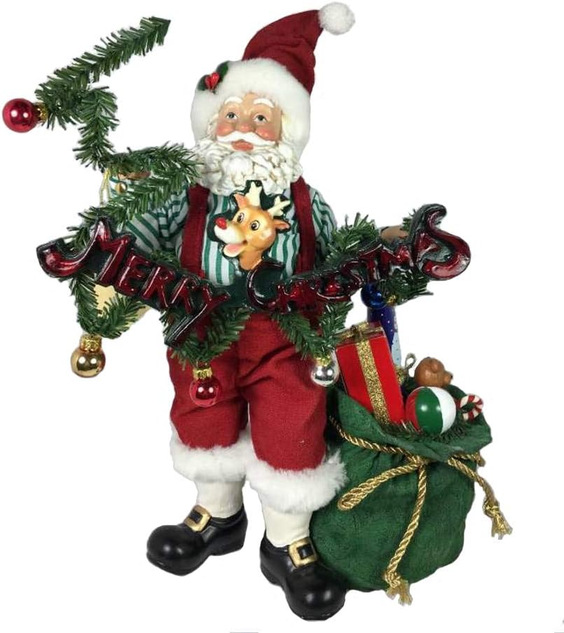 Kurt Adler Fabriche "Winter Greetings" Santa Holding Letters that LED Light