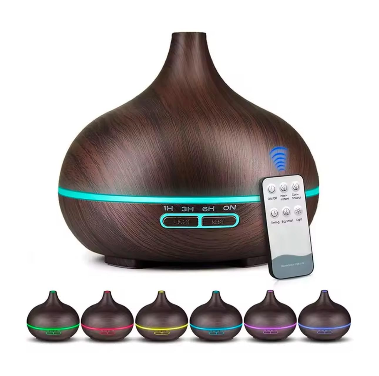 Polypropylene (PP) 550ml Essential Oil Diffuser - 5 in 1 Ultrasonic Aromatherapy, Humidifier, Vaporizer - Timer, 7 LED Light Colors, Safety Switch & Auto Shutoff