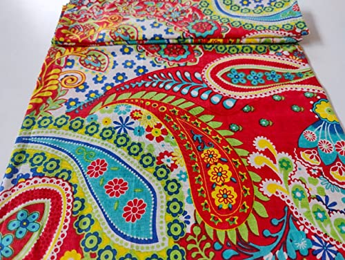 Image of Floral Printed Cotton Fabric Cloth Hand Block Print Fabric Women Material Running Jaipuri Hand Block Printed Women Dress Material Kurtis Natural 44 inch Inches Width 2.5 Meter (Pattern 26)