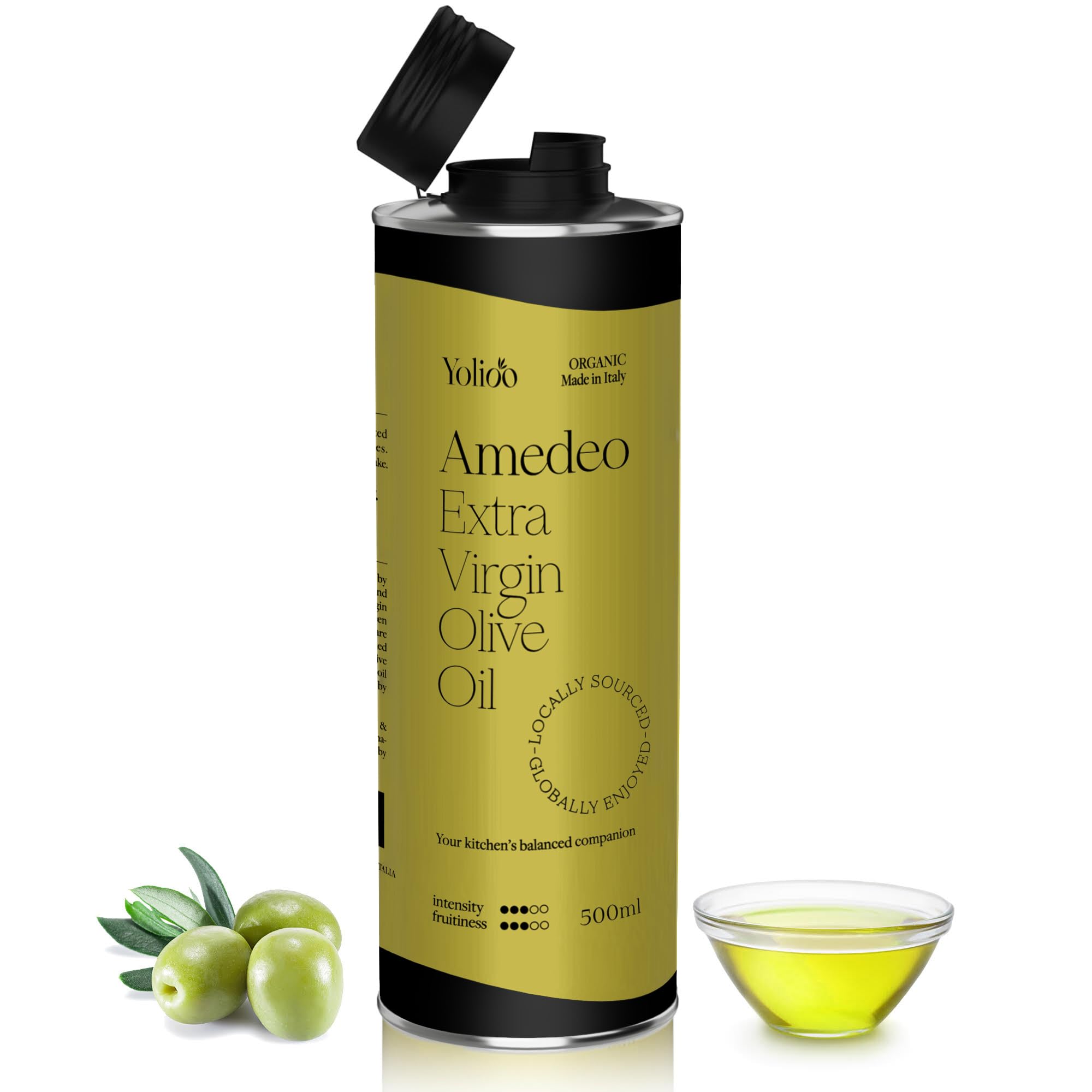 Amadeo Yolioo | Equilibrado | Aceite de Oliva Virgen Extra 500ml | Prensado en Frío | Toscana, Italia (1) (2)
