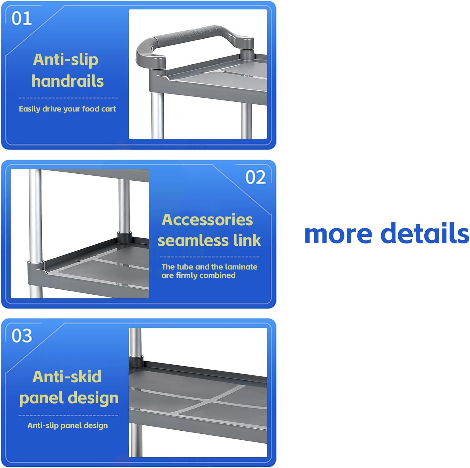 Three-Story Hotel Dining cart Mobile Plastic Trolley Restaurant Vegetable cart to Collect Bowls and Remove Meals