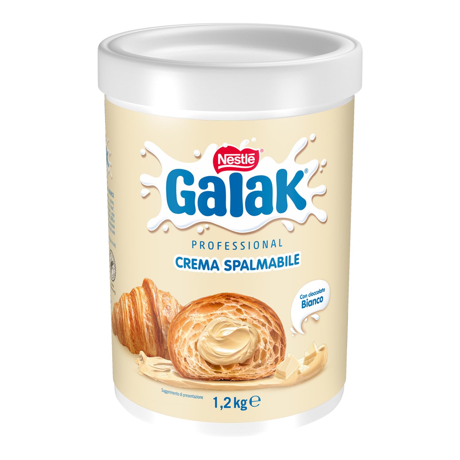 GALAK Profesional Crema Chocolate Blanco Cubo 1,2 kg | Crema para untar de chocolate blanco, ideal como ingrediente para la elaboración de dulces, rellenos y guarniciones