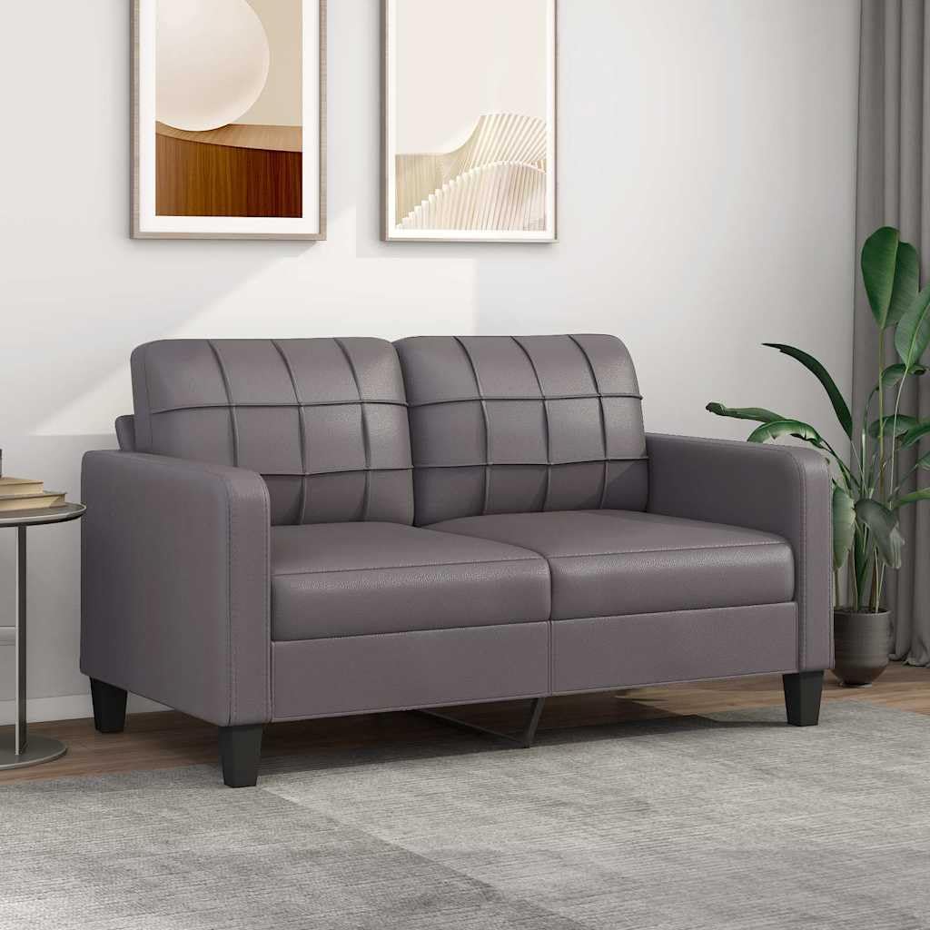 vidaXL Sofa 2 Sitzer, Couch für Wohnzimmer, Polstersofa mit Metallgestell, Loungesofa Zweisitzer Wohnzimmersofa Wohnzimmermöbel, Grau Kunstleder