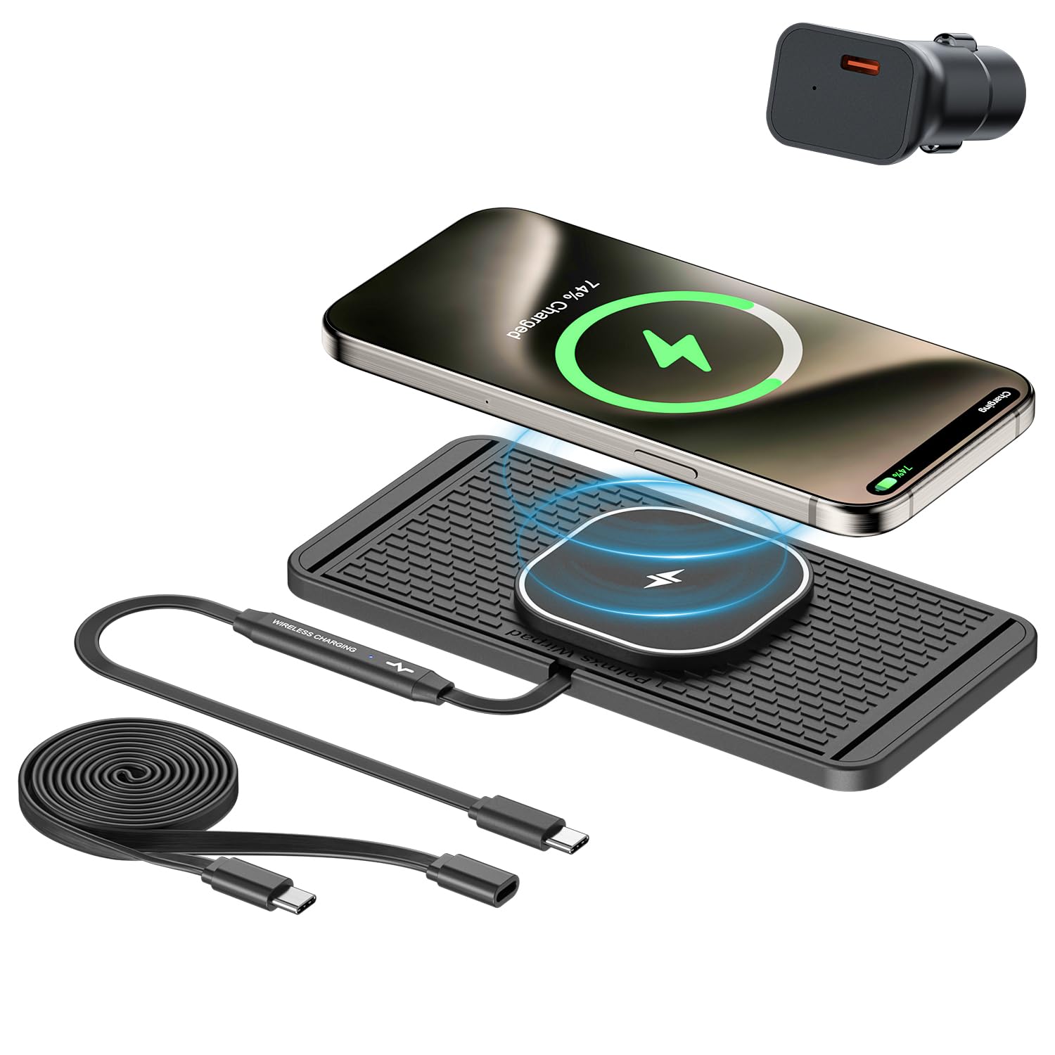 POLMXS Cargador inalámbrico magnético de 25 W, almohadilla de carga rápida para teléfono móvil, compatible con iPhone 17/16 (25 W)/15/14/13/12 (7,5 W) (P21MAG)