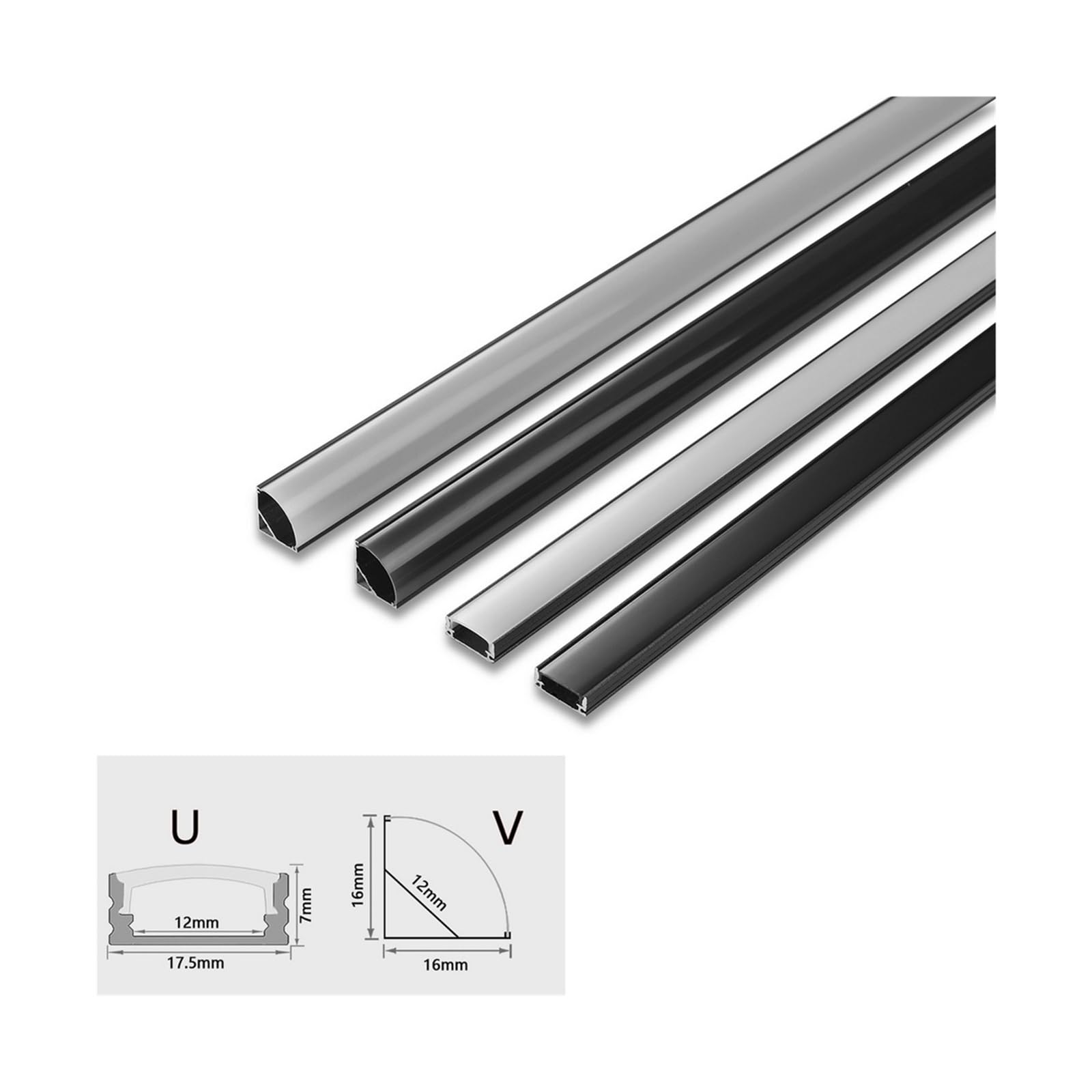1-28 unids/lote 0,5 m perfil de aluminio LED negro for 5050 5630