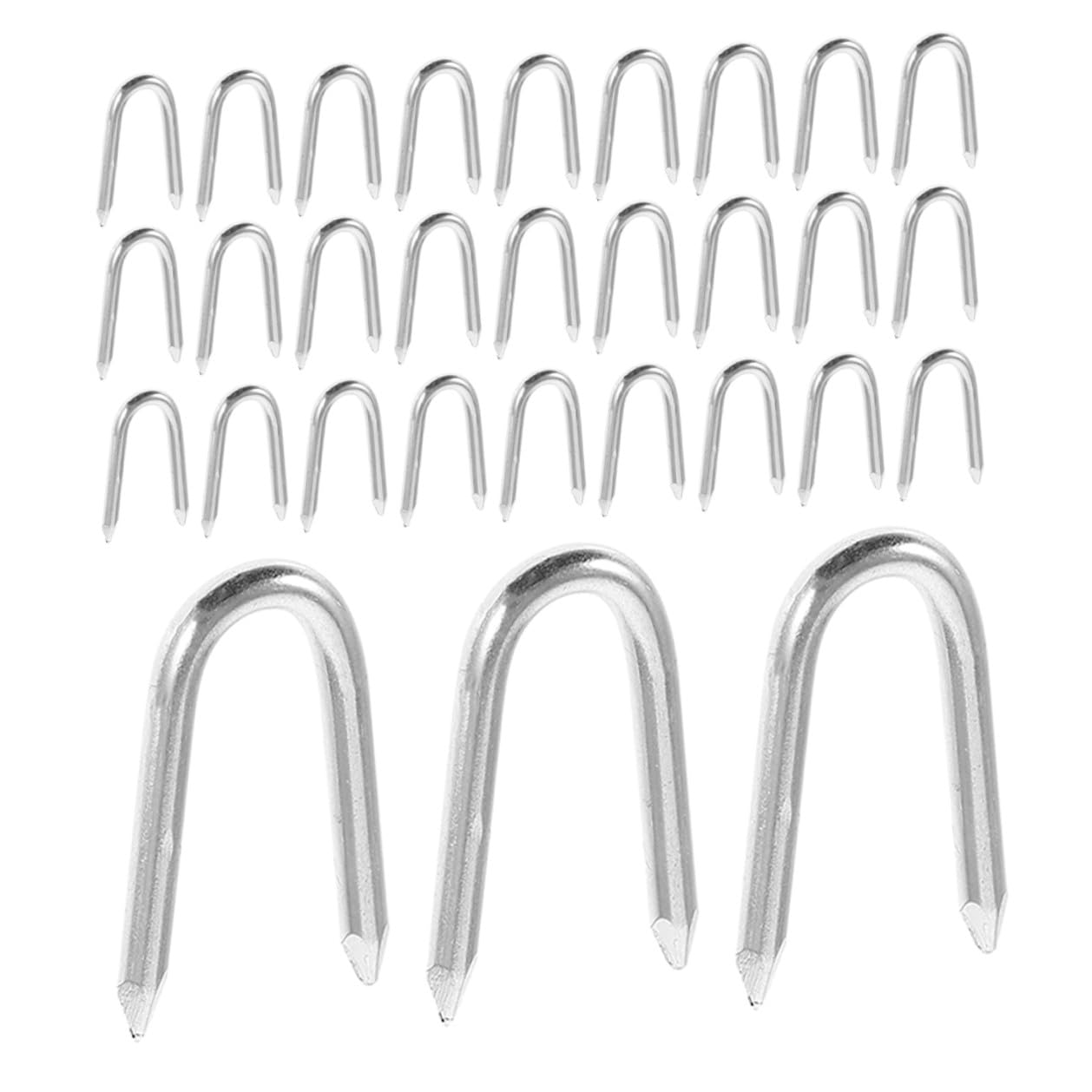 200pcs 1-inch U-Shaped Fence Nails Wire Mesh Staples Metal Fence Post Clips for Garden and Yard Fencing Wire Netting Fasteners