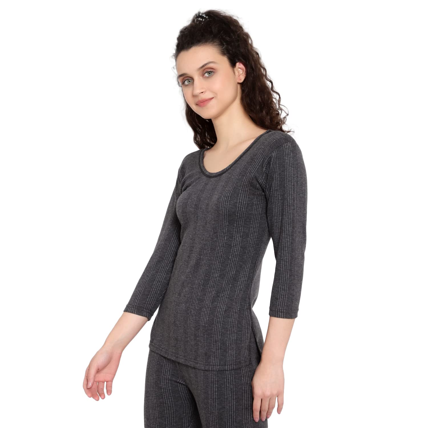 Sky Heights Women 3/4th Sleeve Thermal Tops Combo of 2 (Grey and White) - Image 4 thumbnail