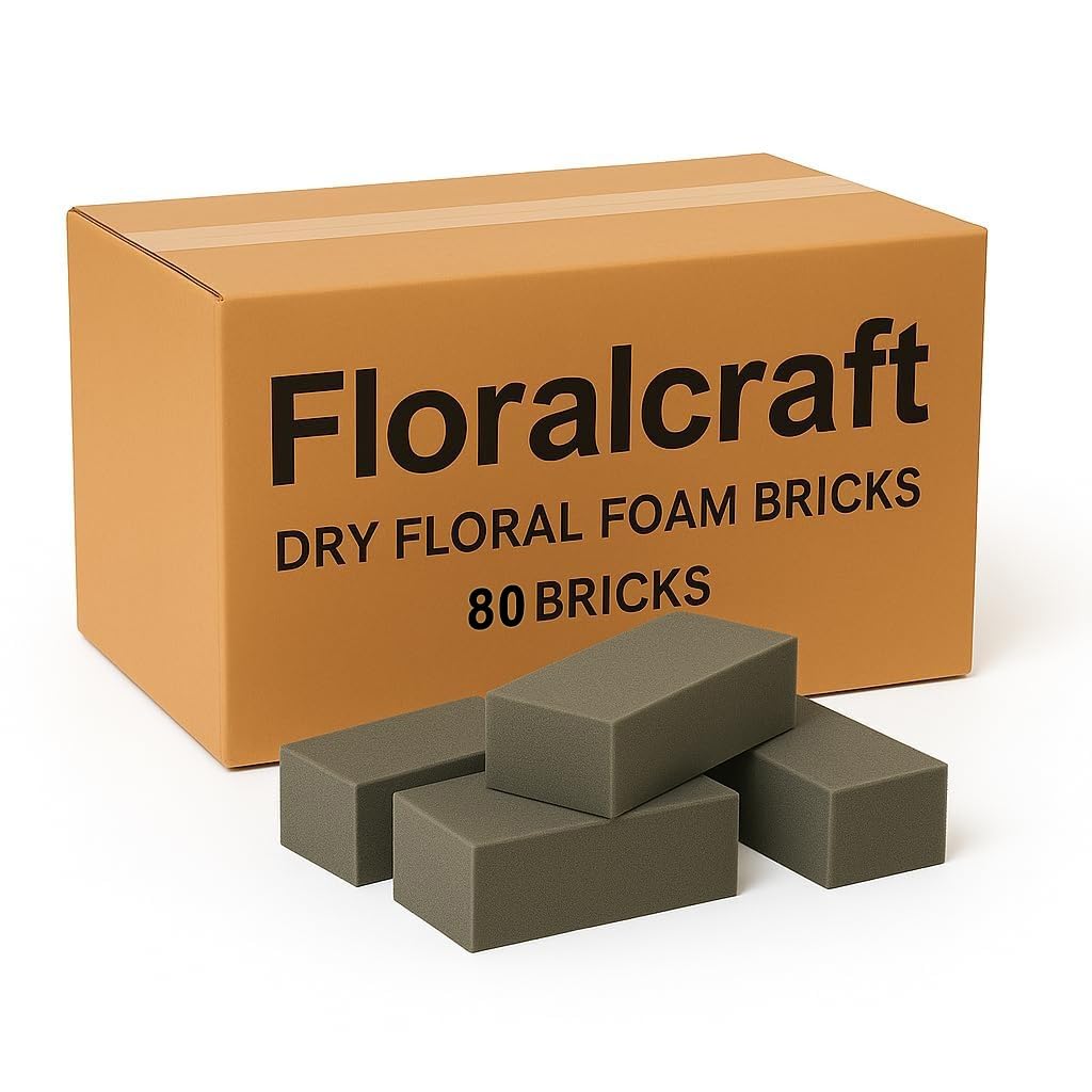 Floralcraft Brown Floralcraft® 80Pcs Floral Foam Dry Bricks 23X8x11cm Florist Foam Blocks For Artificial & Dry Flower Arrangement, Wedding Bouquet, Centrepieces, Diy Crafts