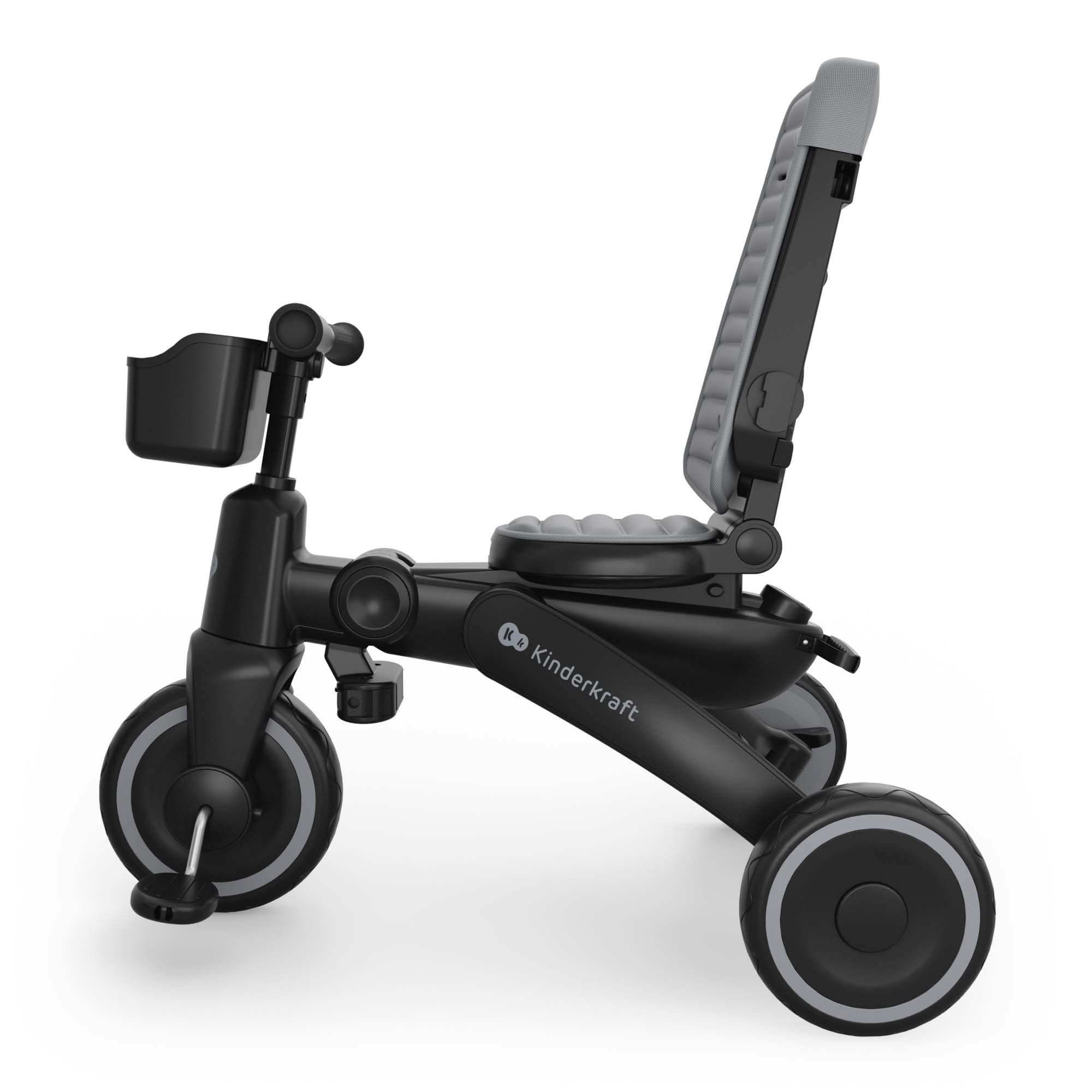 Kinderkraft Jazz 3 Tricycle Pliable, siège Rotatif 360°, Position Semi-allongée Face et Dos à la Route, Canopy UPF 50+, Pliage Compact, dès 9 Mois, Gris