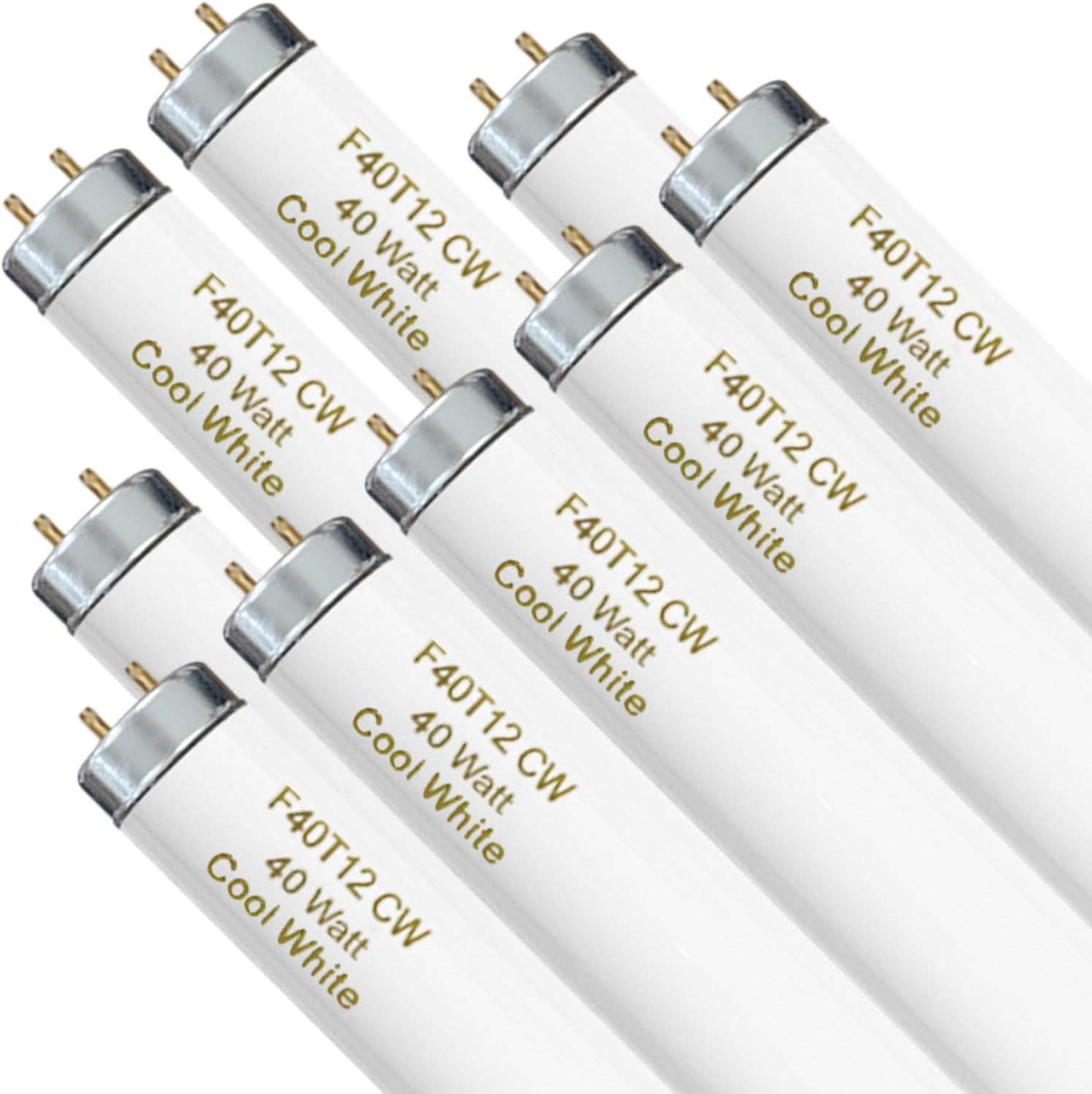T12 48 Inches 40 Watt Fluorescent Tube, F40T12/CW Light Bulb, F40T12/841, 4 Foot T12 Fluorescent Light Bulb, Cool White 4100K, 3260 Lumens, G13 Bi-Pin Base 9 Pack