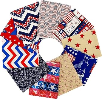 Fat Quarter Bundle 18x22 - Choice Fabrics - Made in The USA - Premium Fabrics for Quilting, Sewing, DIY Projects - 10 Pack American Spirit, FQ-62235