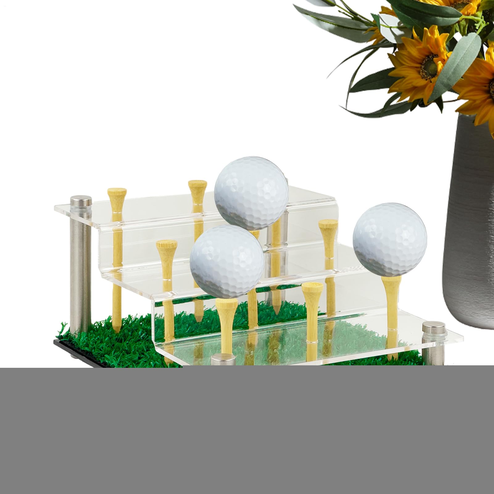 Golfball -Display -Hülle - Clear Acryl Golf Ball Stand Würfelhalter Mit Rasenbasis | Staubschutz Transparenter Aufbewahrungsbox Für Einzelne Softball -Souvenir -Tennissammlungen Lacrosse Platzierungsc