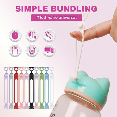 Miniatura 4 de Organizador de cables de datos, organizador de silicona reutilizable, organizador de bridas de cables de silicona 2025, organizador de cables