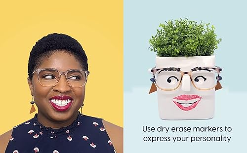 Miniatura 5 de Maceta suculenta de 30 vatios/Bogeypro para Faceplant – Maceta de cerámica blanca y soporte para gafas