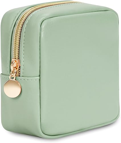 Wandering Nature Pequeña bolsa de maquillaje para bolso, bolsa de cosméticos con cremallera para mujer, bolsa de viaje de cuero vegano ecológico,