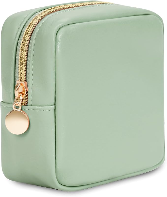 Necessaire de maquiagem Wandering Nature verde com bolsos internos e zíper dourado