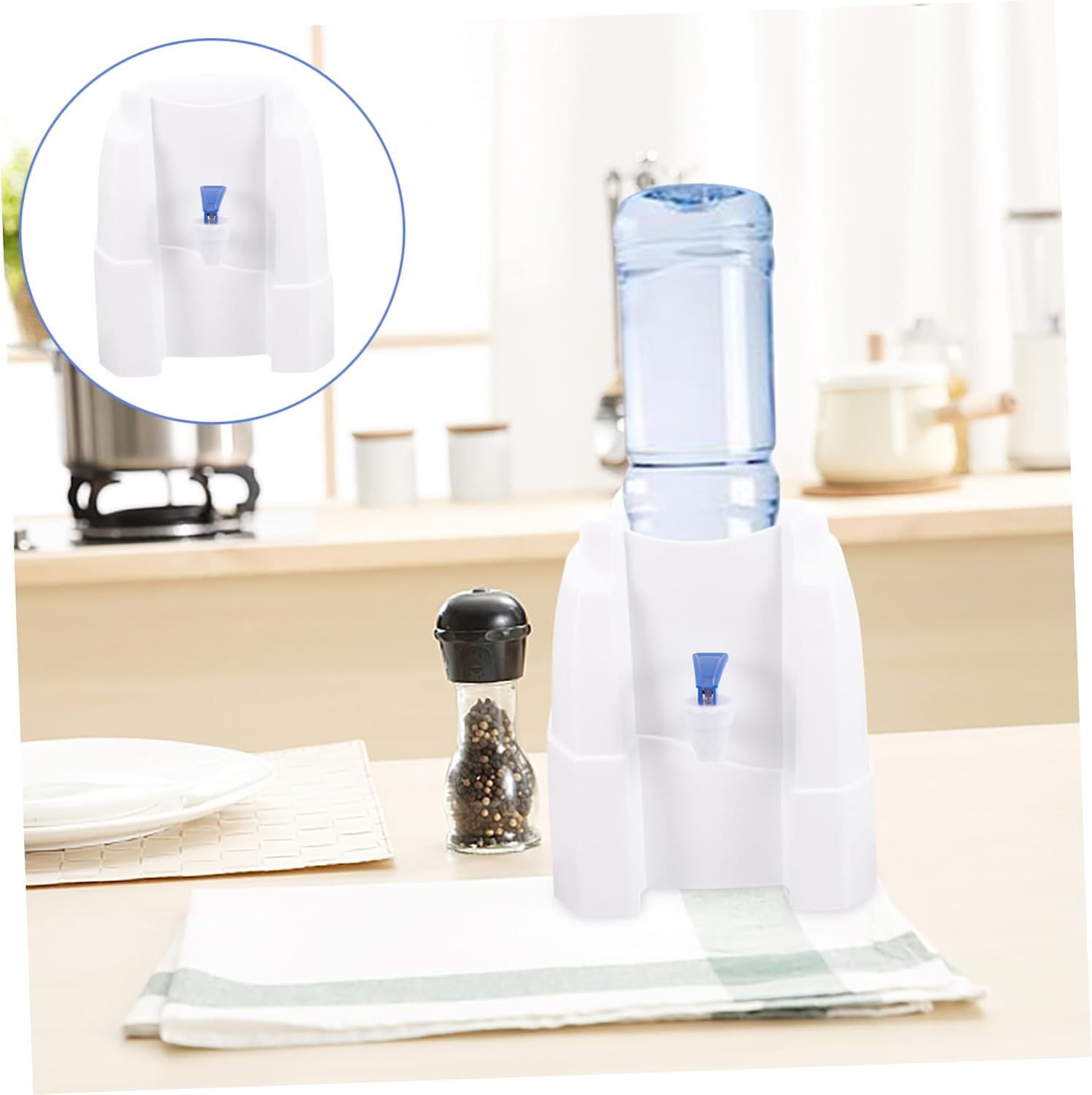 Uonlytech Portable Mini Water Jug Holder with Faucet Slip Desktop Water Dispenser Stand for Bottles Compact Cold Beverage Dispenser for Office Camping Rv and Outdoor Use