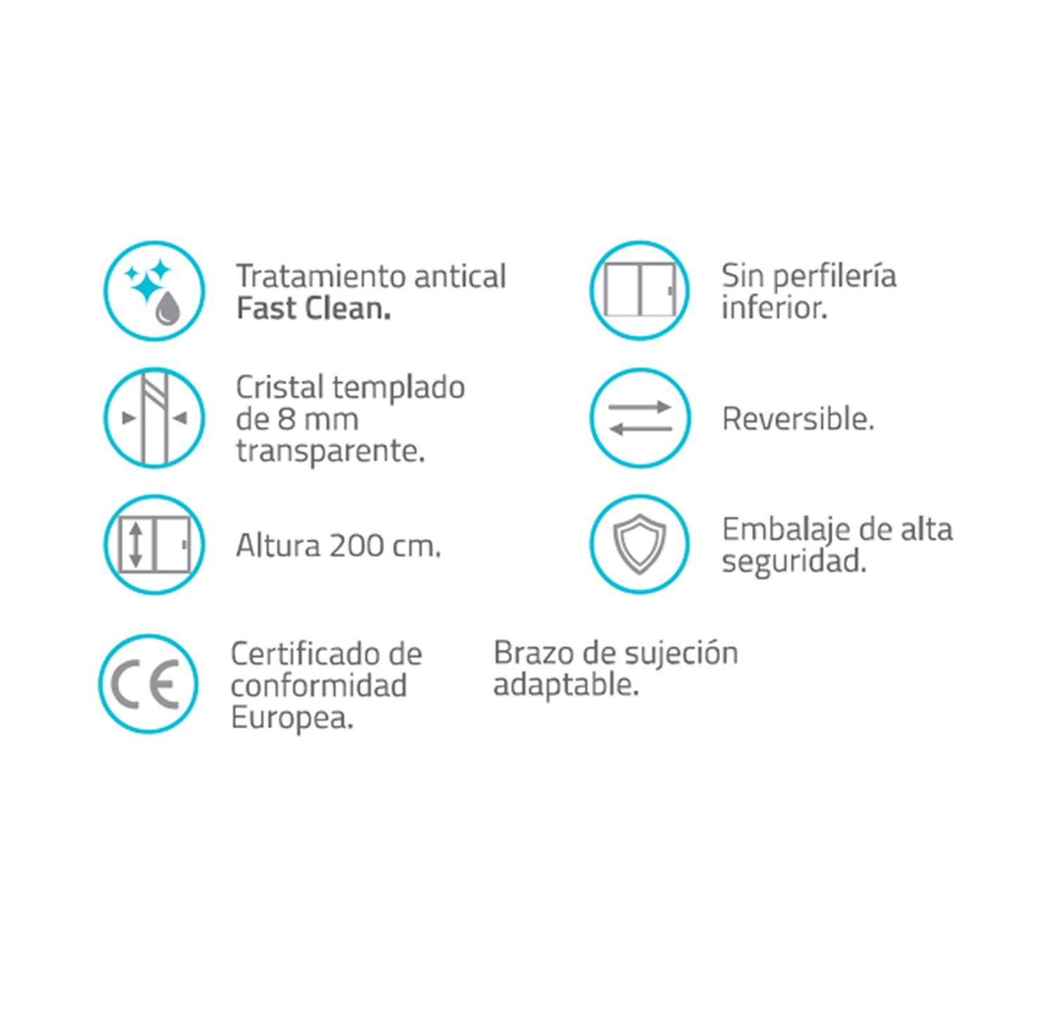Mampara de Ducha FIJA FRONTAL Málaga – Panel Pantalla Fijo TRANSPARENTE – 200cm Altura - Cristal Templado antical y 8mm de espesor Varias Medidas Disponibles – Cromo, 40 cm (1 fijo)