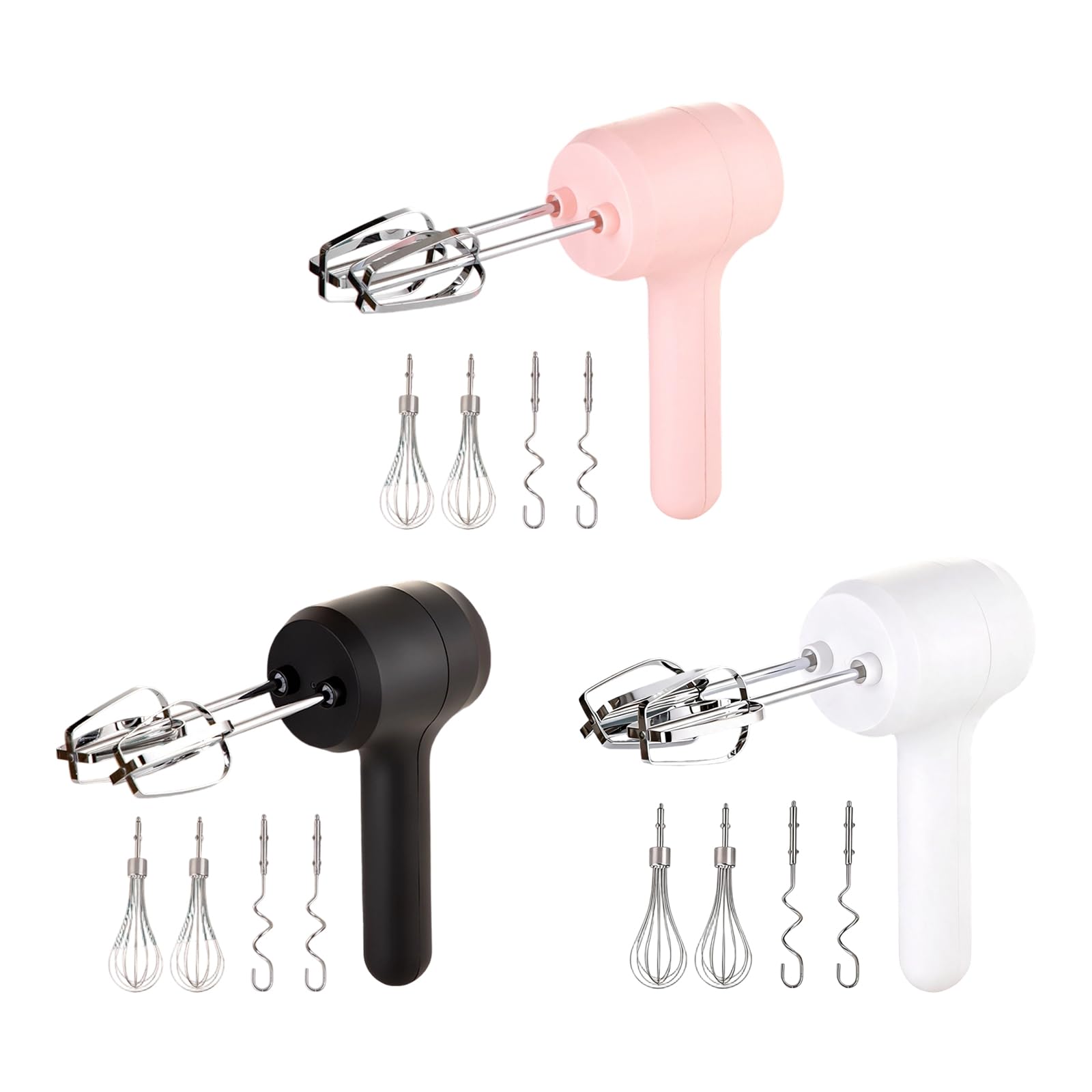 Batidora inalámbrica para hornear con 6 accesorios, batidora de mano eléctrica de 3 velocidades para batir crema y preparar masa en casa
