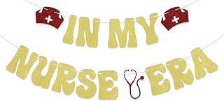 In My Nurse Era Banner - Nurse Graduation Party Decorations, Congrats Nurse Banner, Med School Grad Party Decorations, Nursing School Graduation Party DecorationsGold Glitter