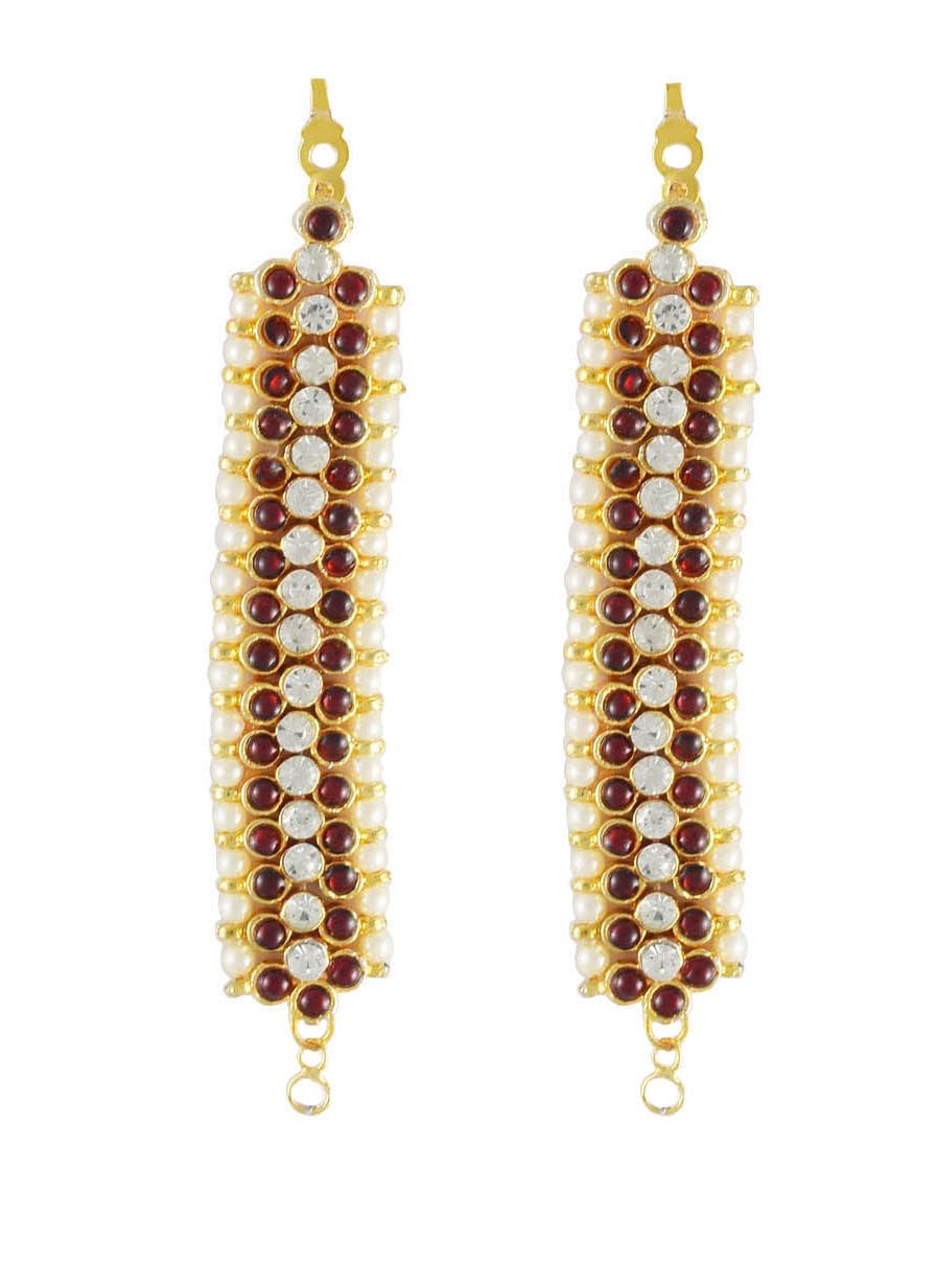 GVG Products Classical Bharatanatyam Dance Jewellery Mattis Earrings, Gold-Toned with Red Stones, Traditional South Indian Wedding Accessories-picture-19
