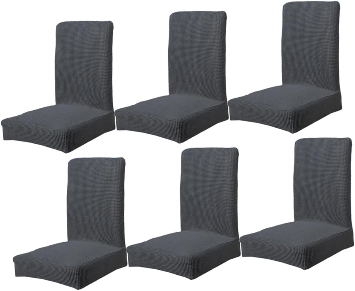 PRETYZOOM 6pcs Elastic Stretch Dining Chair Covers Seat Covers for Kitchen Chairs Office Protectors Home Wedding Banquet Grey