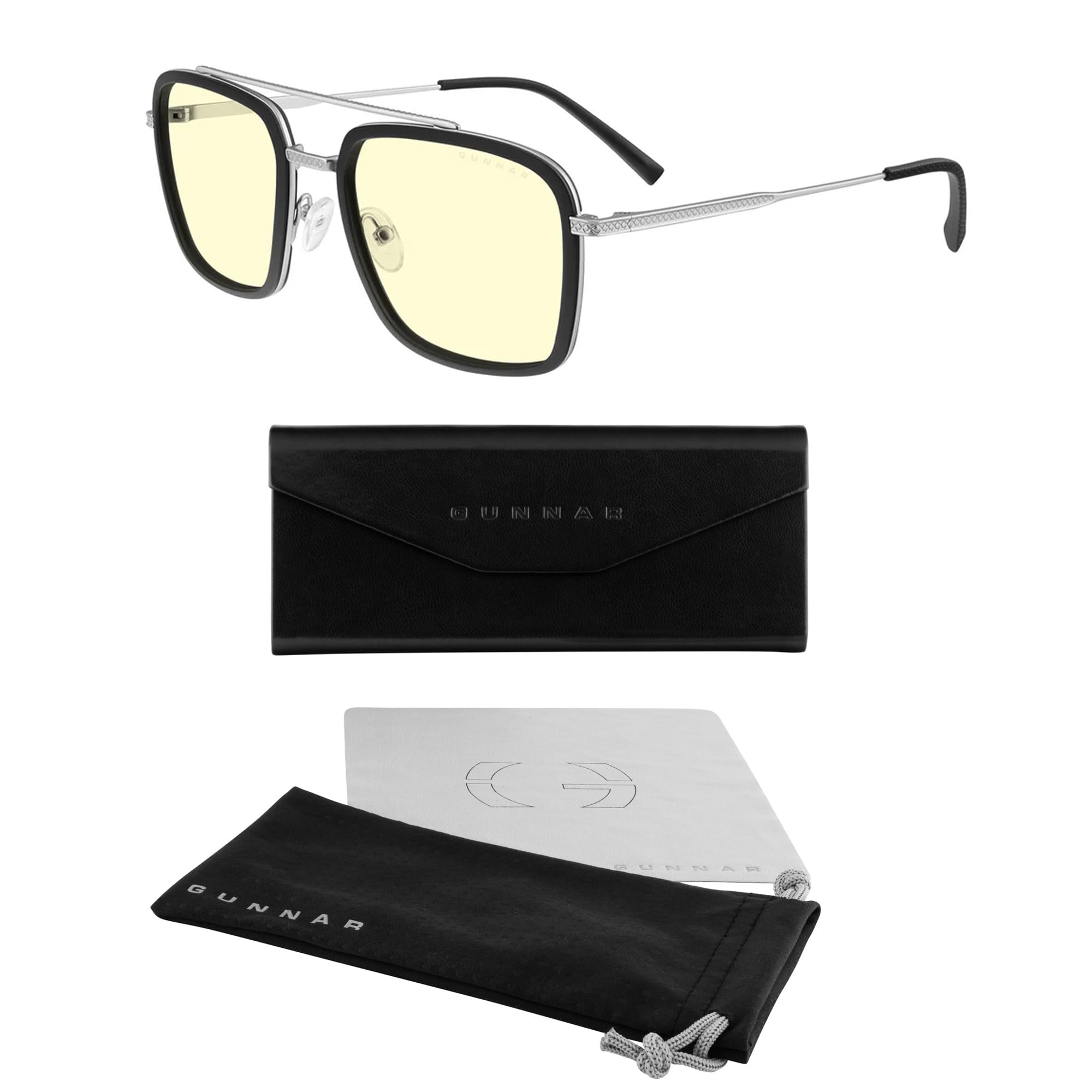 Gunnar Gafas de sol para juegos y computadora | Edición Barron | Marco de acero inoxidable | Lente patentada | Reduce la fatiga ocular y la sequedad