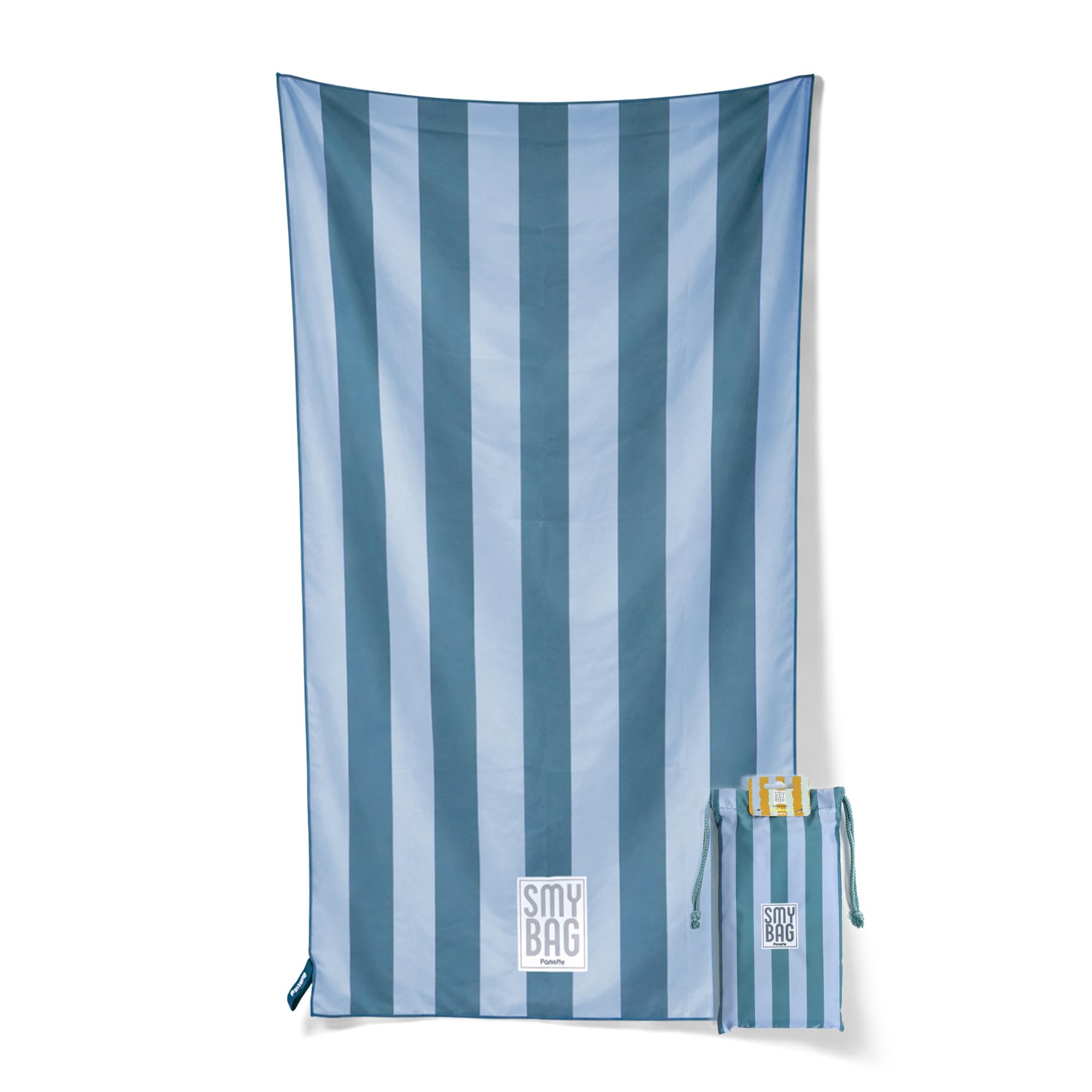 Ponette – Toalla Menorca Microfibra | 2 Colores | XXL 180x90cm | con Bolsa y de Secado Rápido | Ideal para Piscina, Gimnasio, Sauna, Viaje y Playa | Marca Española (Azul)