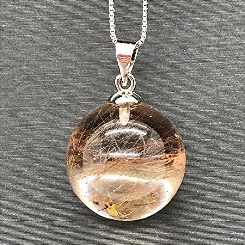 16Mm Gold Rutilated Quartz Pendant Necklace Jewelry Natural Gold Rutilated Quartz Crystal Stone For Women Men Healing Gift Round Gemstone Silver Chains Aaaaa #TOP4