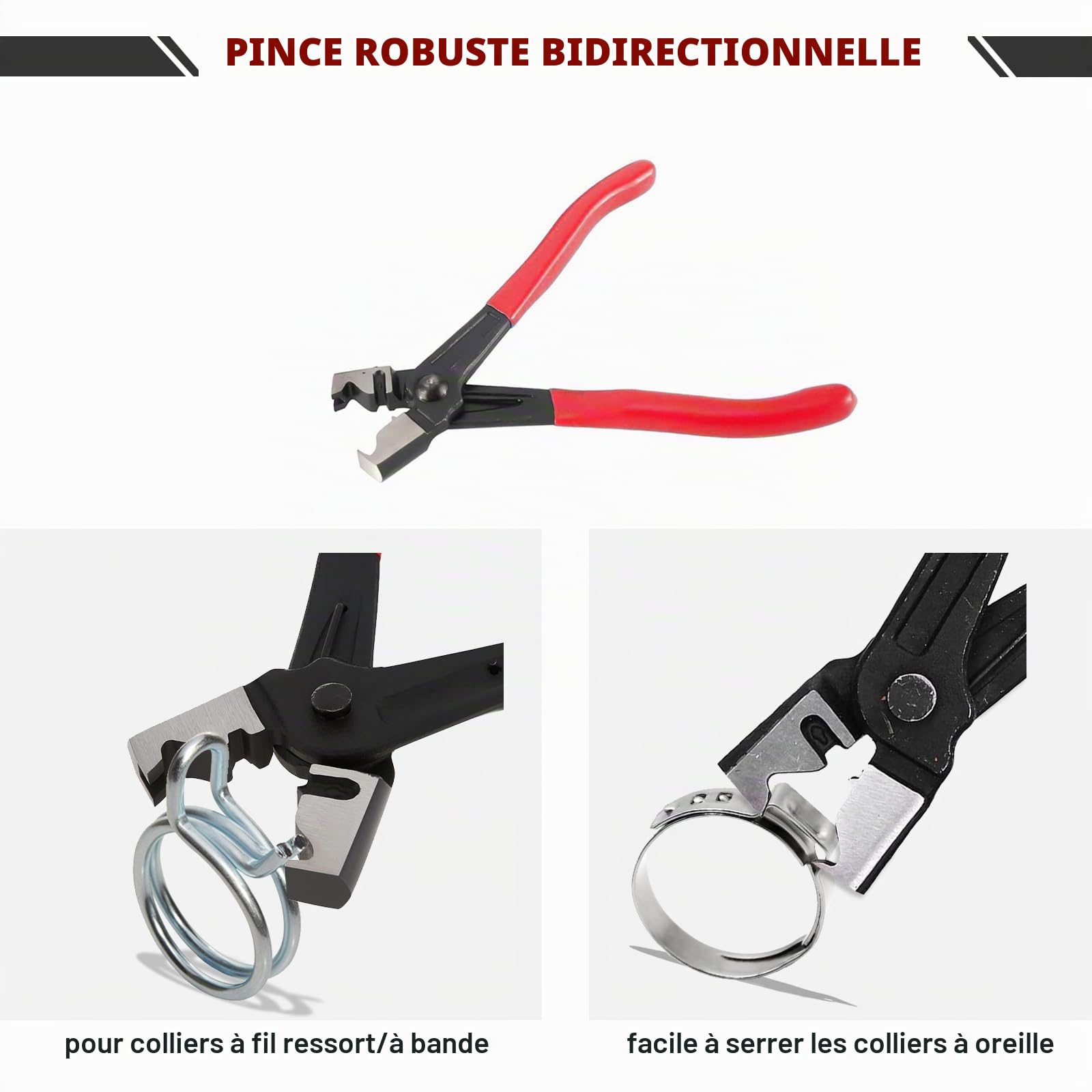 FreeTec 15 pièces Kit Pince a Collier de Durite, 9 Pince Collier à Ressort et 6 Pinces Blocage Tuyau, Pinces Verrouillable pour Démonter Colliers de Serrage Auto (Rouge)