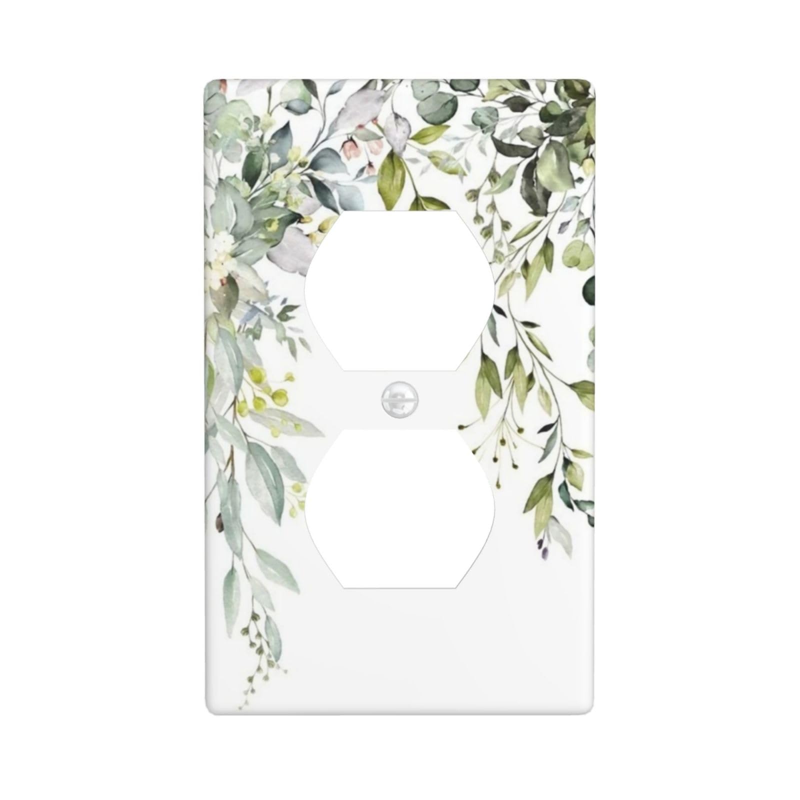 Blue Eucalyptus Watercolor Leaves 3 Gang Light Switch Plate Decorative