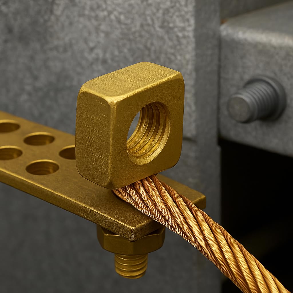 WINDON BAY 5/16" Brass Square Nuts – 50 Pack | Bulk Hardware for Industrial Maintenance, Grounding, and Equipment Assembly | Corrosion-Resistant Brass Fasteners