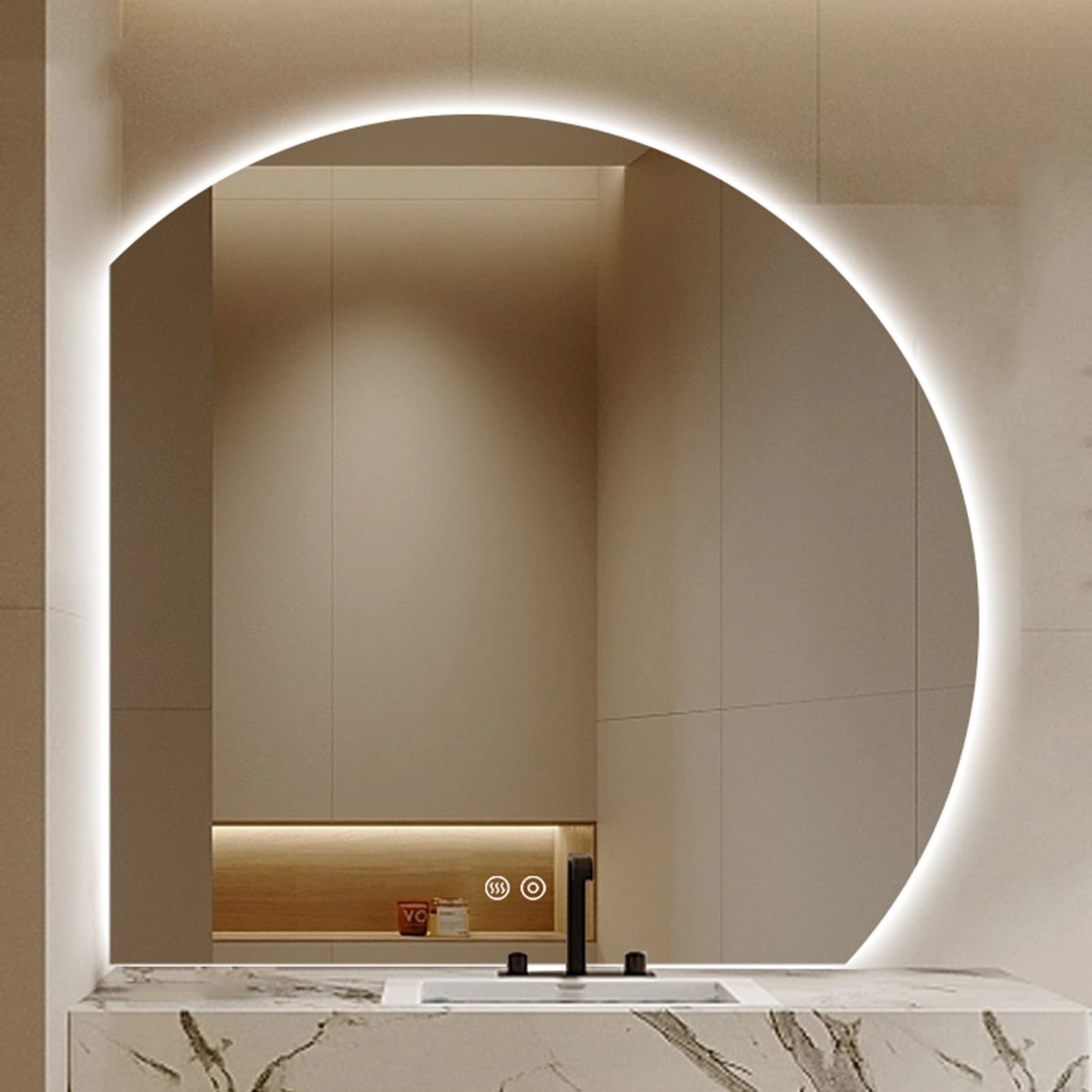 Miroir de salle de bain LED mural antibuée 80cm et grand miroir de maquillage rétroéclairé