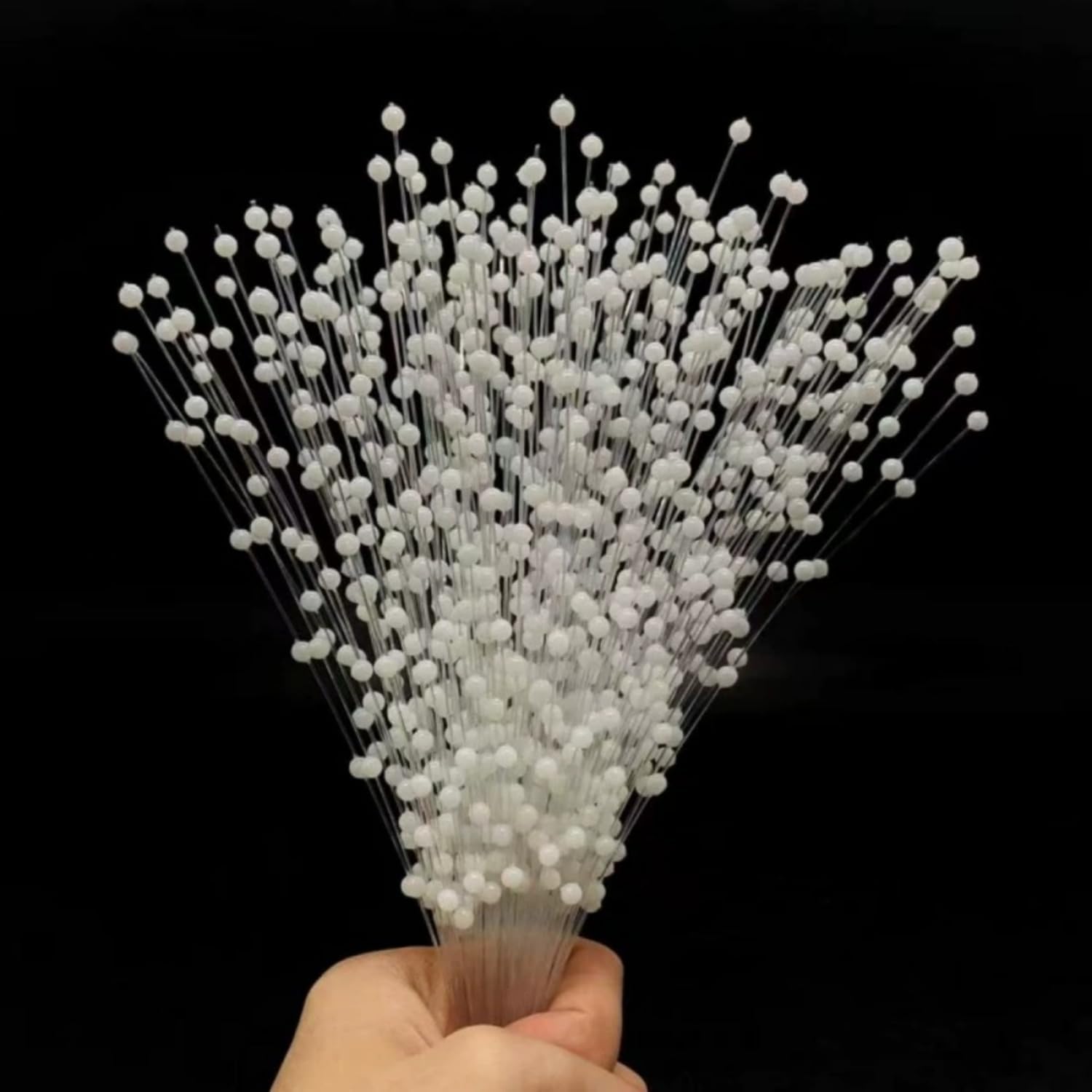180Pcs Pearl Floral Picks for Bouquets,4mm Beaded Garland Sticks, White