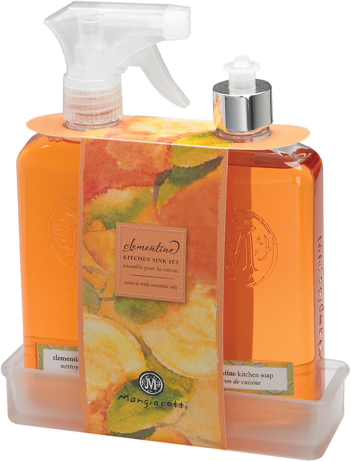 Mangiacotti Kitchen Sink Gift Set Plant-Based Liquid Dish Soap and All-Purpose Cleaner Surface Cleanser, 14.4 Fluid Ounces Each, Clementine