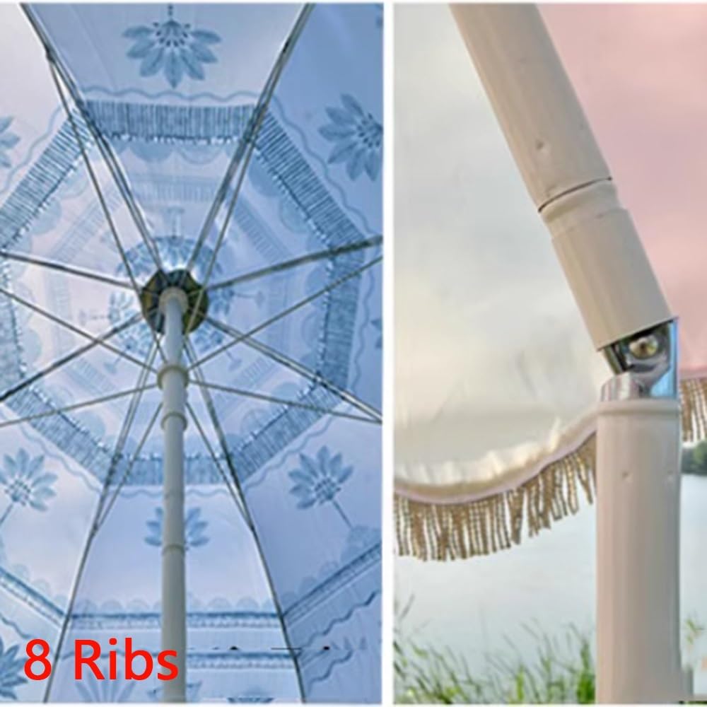 Ombrellone Da Giardino Con Frange Ombrellone Da Balcone Inclinabile | 200cm Ombrellone Da Mercato Altezza Regolabile Ombrellone Da Spiaggia Parasole Per Piscina Patio