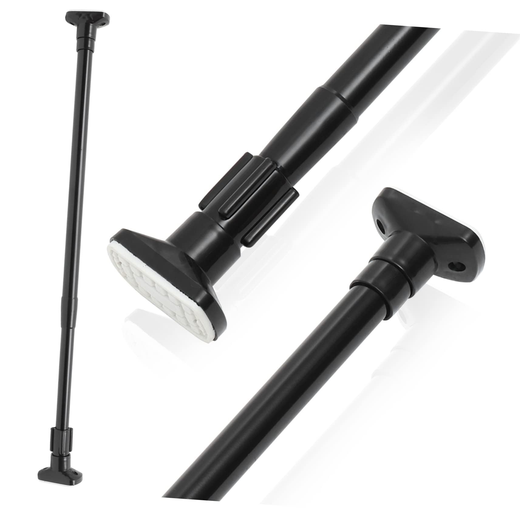 Extendable Clothes Rail, 70-120cm Stainless Steel Extendable Clothes Rail Pole - Hanging Rails for Clothes, Wardrobe, Shower, Kitchen, Windows Adjustable Shower Curtain Pole, 22mm Diameter (Black) 70-120cm-22mm Diameter Black