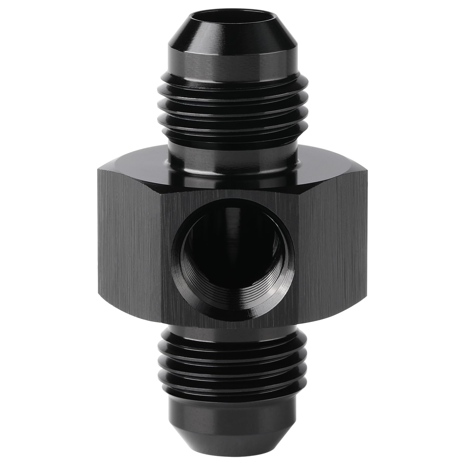 Raccord De Tuyau évasé 6AN Mâle Vers 6 AN Mâle Avec Port Latéral De Pression 1/8 NPT, Adaptateur De Tuyau De Carburant En Aluminium Noir Raccord De Tuyau évasé 6AN Mâle Vers 6 AN Mâle Avec Port Latéral De Pression 1/8 NPT, Adaptateur De Tuyau De Carburant En Aluminium Noir