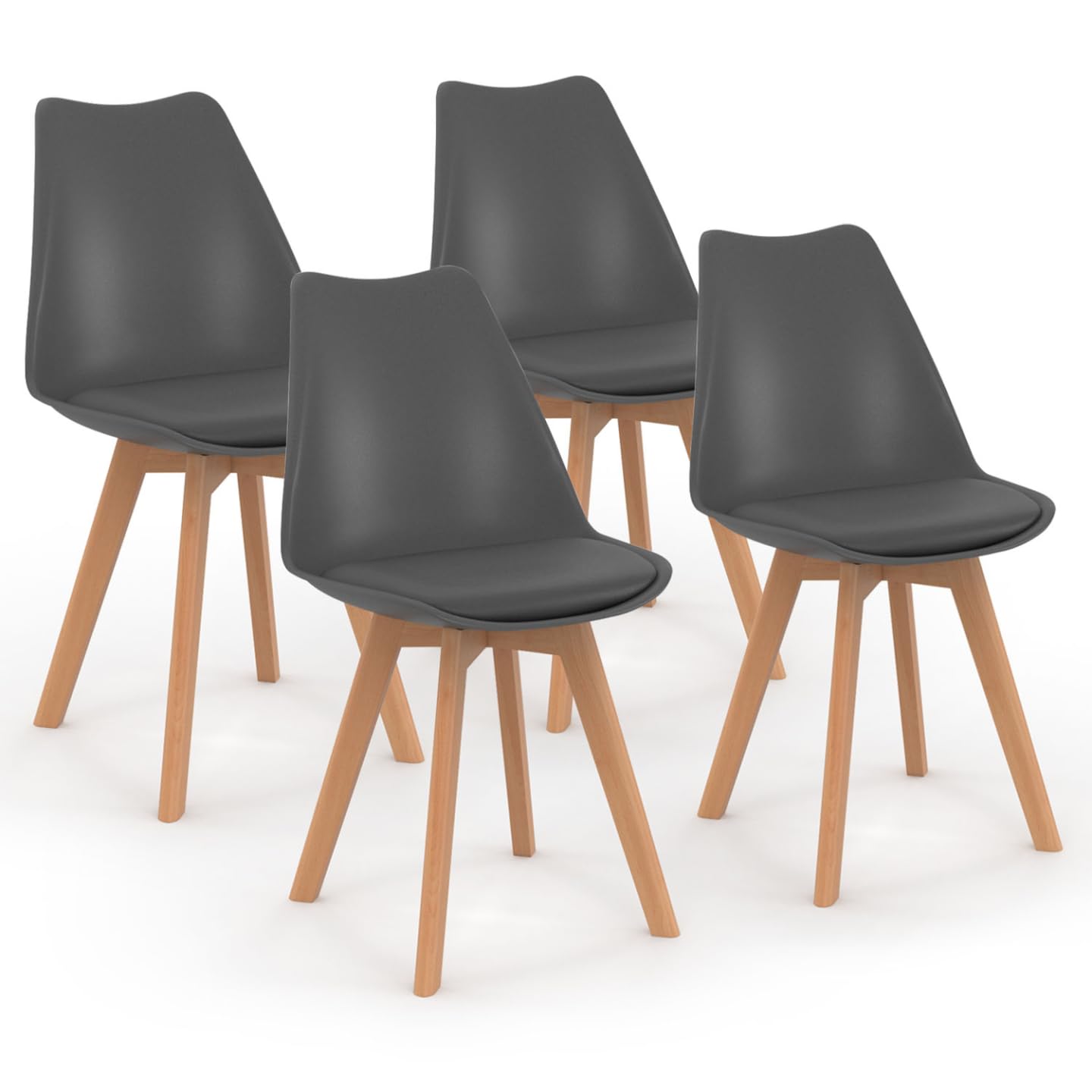 IDMarket - Set di 4 sedie da pranzo grigio scuro SARA