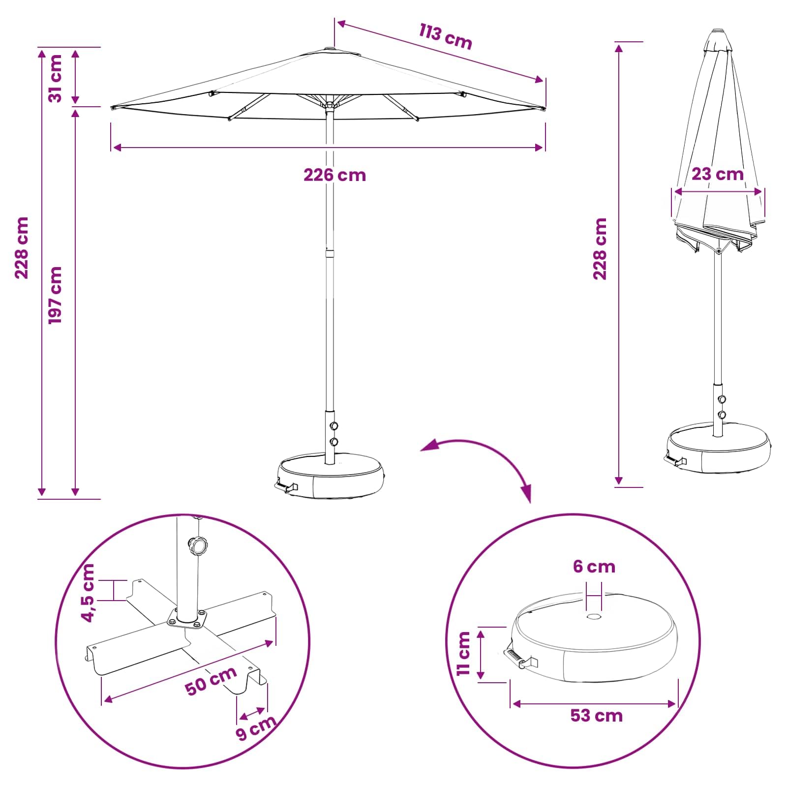 SYDE Parasol zewnętrzny 200 x 300 cm prostokątny poliester kremowy