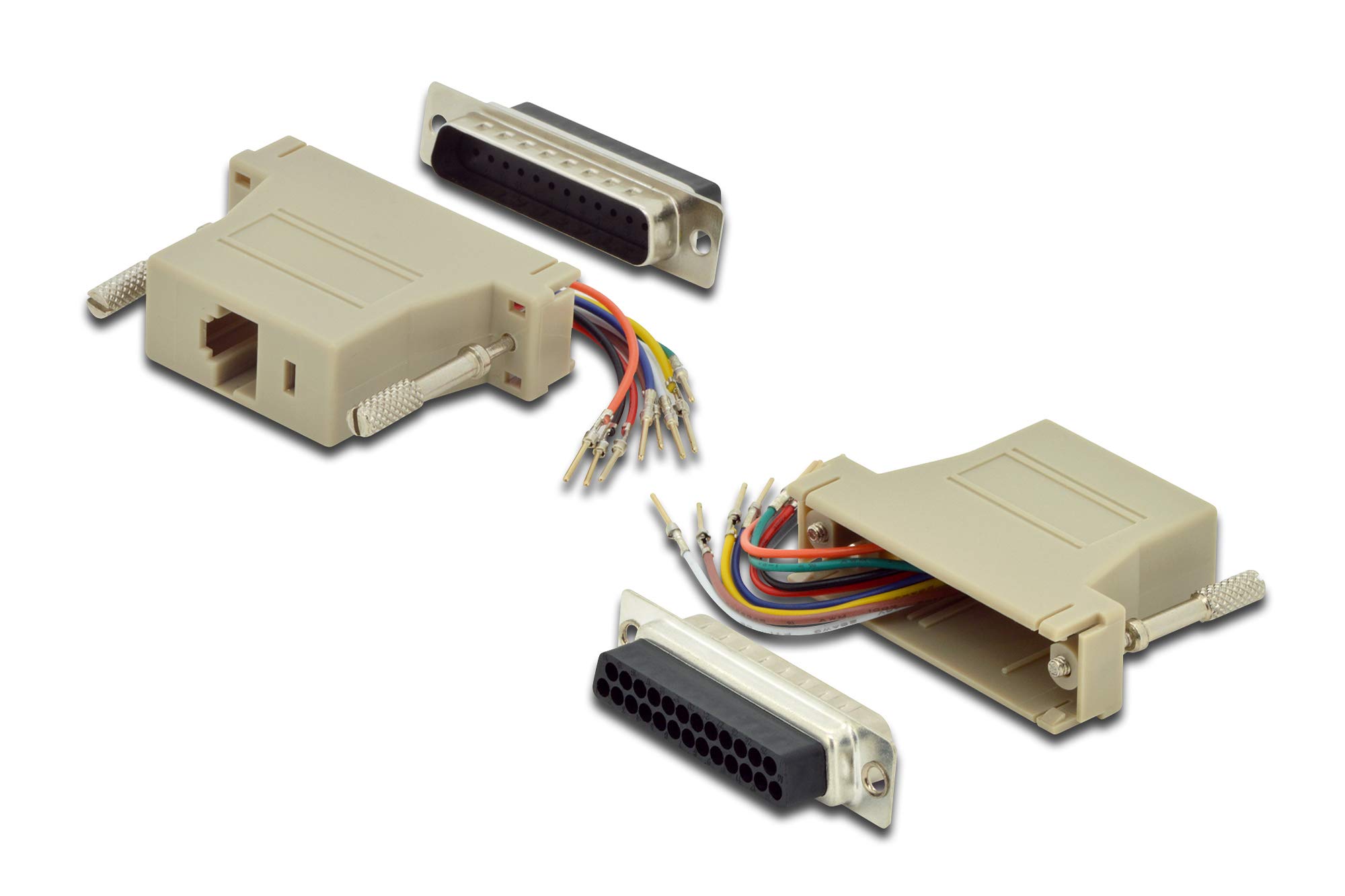Adaptateur D-Sub 25 Mâle Vers RJ45 Femelle DIGITUS - Montage Soi-même, Boîtier PVC Beige, Pour RS-232/485 - 8