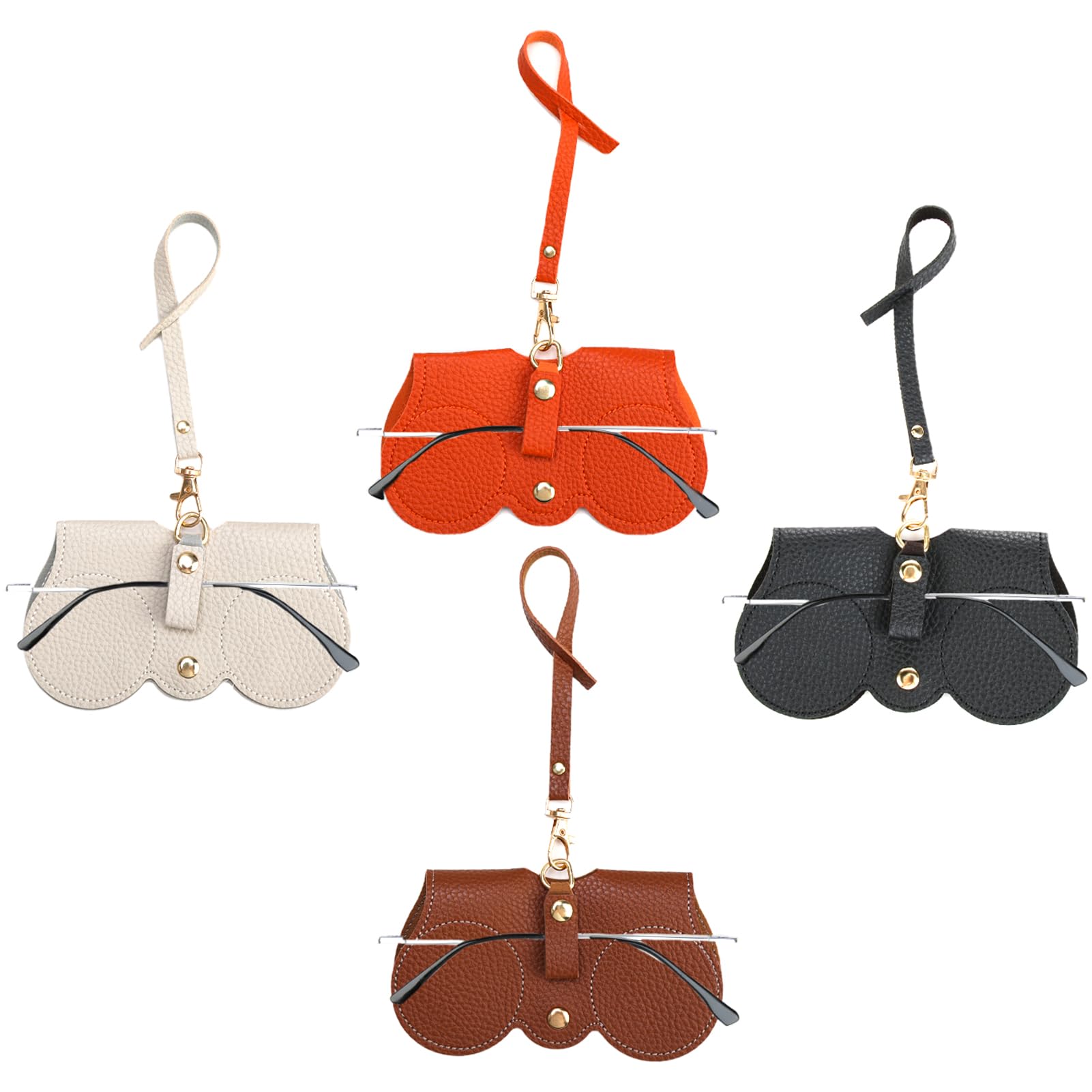 CAISYE 4 Bolsa de cuero suave para gafas de sol， Fundas De Cuero Suave Para Gafas De Sol Mujer - Estuches Portátiles Con Clip Para Cinturón,funda Gafas Rigida Mujer ，funda gafas rigida mujer