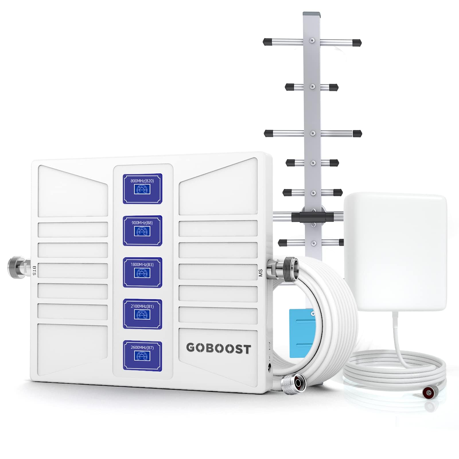 Cell Phone Booster for Home Band 1/3/7/8/20 Cell Phone Signal Booster 800/900/1800/2100/2600MHz Cell Booster Up to 5,000 sq.ft Cell Signal Booster Boost 3G 4G LTE Voice & Data