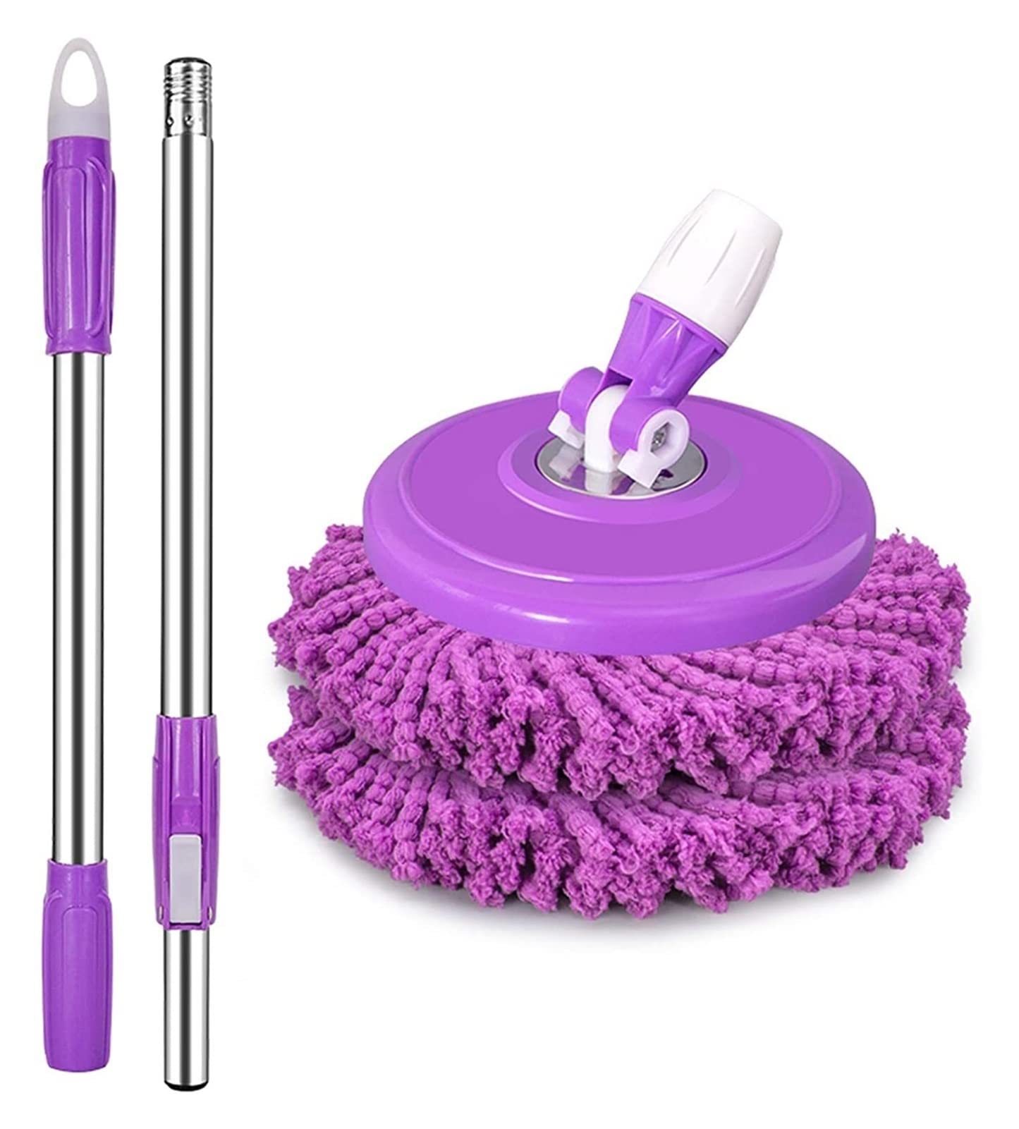 rotary mop, Wet and dry mop 360 Degree Rotatable Adjustable Triangle Cleaning Mop, Rotating Heads cleaning(Purple,Type B mop head 2 piece)