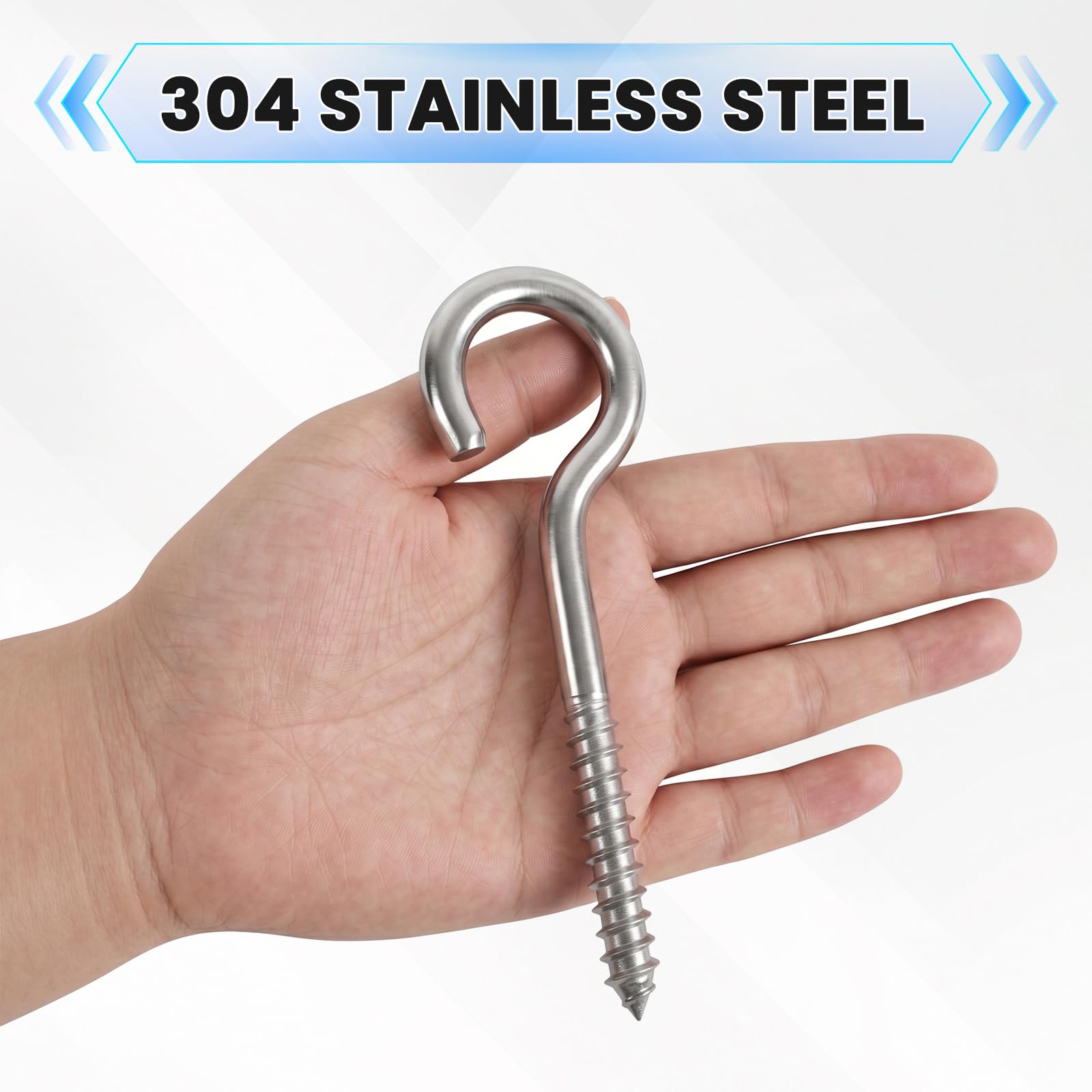 4er-Pack 5-Zoll-Augenschrauben M1 Schraubhaken, 304 Edelstahl-Schraubhaken, Metalldecken-Haken für die Aufhängung von Pflanzen, Yoga, Lichtanlagen, Innen- und Außenbereich (12, M8-5inch)