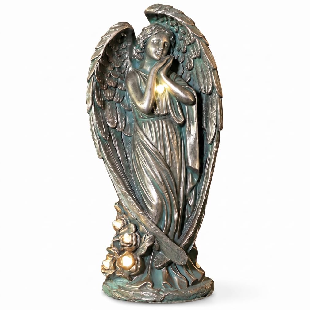 Yeaxxsqy Garden Angel Solar Garden Decor Waterproof Vintage Solar Angel Statue Memorial