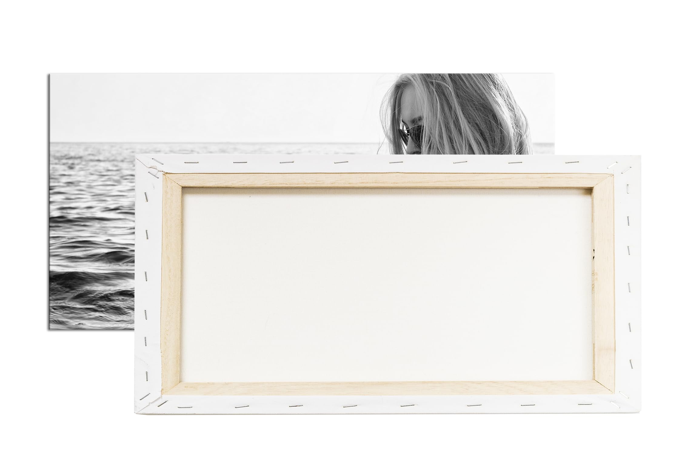 Panorámica de refrigeración húmeda 120 x 60 cm, efecto: negro/blanco como lienzo, diseño listo enmarcado en marco de madera auténtica, impresión digital de alta calidad con marco