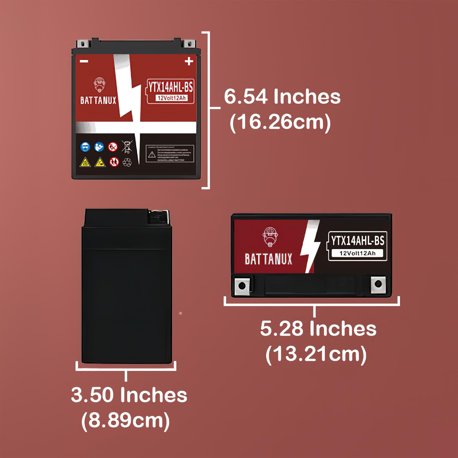 YB14L-A2 YTX14AHL-BS 12V 14Ah AGM Motorrad Batterie – Hohe Kapazität, Wartungsfrei, Auslaufsicher, Sofort Einsatzbereit für Motorrad, ATV & UTV